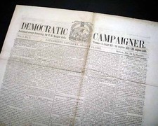 Rare FRANKLIN PIERCE California Presidential CAMPAIGN Short Lived 1852 Newspaper picture