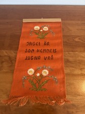 Swedish Vintage Linen wall hanging 1960's 1970's Northern Sweden mint lovely picture