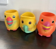 Vintage T.G.I. Fridays Set of 3 Fish Drink Holder, Barware, Tiki, Purple, Pink picture