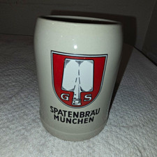 Spatenbräu München 0.5L Gray Ceramic Beer Mug Breweriana Made in W Germany picture