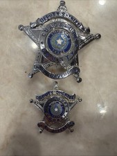 OBSOLETE Original Guadalupe County Texas Deputy Sheriff Badge Set Of 2 Simmang picture