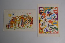 2 Vintage Air France UNICEF Menus Aviation Europe Souvenir UNITOURS 1974 Flying picture