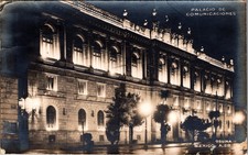 1937 Mexico City Palacio de Comunicaciones Night Scene Postcard picture