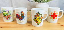 Vintage CREATIVE fine china japan mugs set of 4 retro picture