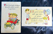 Vintage Romance Greetings Postcards Lot of 2 Children Auto Divided Back Posted picture