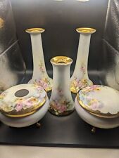 Victorian 5 piece Hand painted Signed Dresser Set Bavaria picture