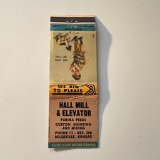 Hall Mill & Elevator Purina Feeds Belleville KS Vintage Matchbook Cover 5MB132-4 picture