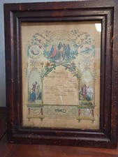 Antique Framed German Baptism Certificate from 1848 picture