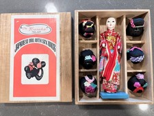 Vintage The Hanako Japanese Doll w/ Six Wigs Original Wooden Box Made in Japan picture