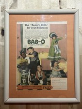 1931 OUR GANG LITTLE RASCAL BAB-O ENAMEL PORCELAIN CLEAN “Beauty Bath” FRAMED picture