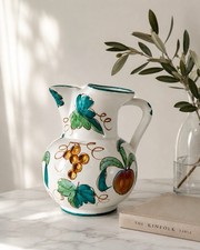 Vintage Italian Hand Painted Ceramic Pitcher Prince Macaroni Lowell MA 7.75” LG picture