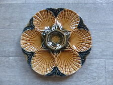 ANTIQUE FRENCH SARREGUEMINES MAJOLICA OYSTER PLATE  (3 available) picture