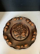 Vintage Maudoux Dinant Belgique Belgium Copper Flower Wall Charger Plaque picture