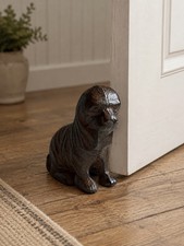 Brown Cast Iron Dog Door Stopper Statue Bookend Figurine picture