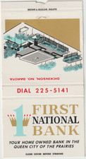 First National Bank DICKINSON, NORTH DAKOTA Bobtail Matchbook Cover picture