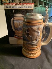 Anheuser-Busch German Lidded Stein 1992 U.S. Olympic Team Barcelona Breweriana picture