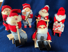 6 Vintage Ljungstroms Sweden Tomte Elves Handmade Wood Christmas Figures Lot picture