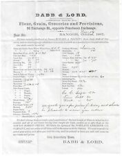 1867 Babb & Lord Grocers of Bangor, ME Buyout Pricelist for Goods & Provisions  picture