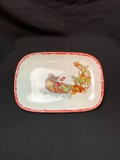 VINTAGE PLATTER(Marked ceramisia) Santa on his sleigh guided by his reindeer.  picture