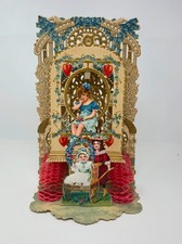 c1905 German Valentine Pop Up Card Honeycomb Foldout Large Victorian Children picture