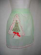 Vintage Mid-Century Sheer Christmas Apron Embroidered by Beco-Helman picture
