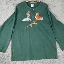 Vintage Disney Lady & The Tramp Henley XL Shirt Longsleeve Green embroidered picture