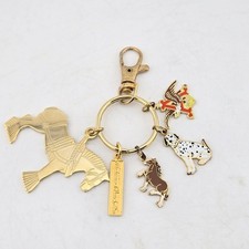 Anheuser Busch Charm Keychain Clydesdale Dalmatian Eagle Gold Tone Brass Vtg picture