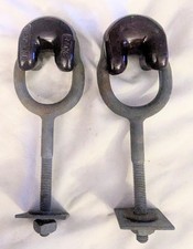 2 PORCELAIN INSULATOR Brown CERAMIC Electric Wire Telegraph Steel Eyelet Holder picture