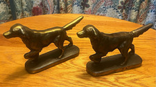 Vtg. Brass? bookends, heavy, over 3 lbs. each. Pointer dogs ( 2) .  picture