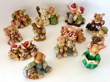 Enesco This Little Piggy Christmas Lot of 12 Unto Us Cookies Popcorn 1990’s picture