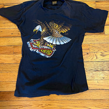 Vintage 1985 3D Emblem Harley Davidson Shield Eagle Tee Size L Carmel CA picture