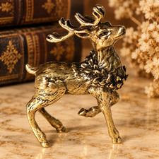 Solid Vintage Brass Deer Stag Statue Ornament Animal Collectible GIFT Hunters picture