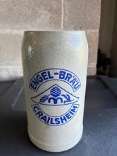 VTG 60s German Stoneware Beer Stein Mug 1L Engel - Brau Crailsheim Glazed Unused picture