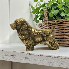 VTG Solid Brass Puppy Dog Cocker Spaniel Standing Figurine Heavy Korea 4.5