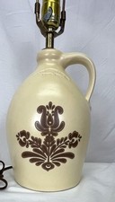 Vintage Pfaltzgraff Village Pattern Tan and Brown Jug Electric Table Lamp picture