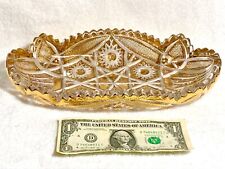 Beautiful Vintage Imperial Clear Glass Gilded Oblong Dish Bowl Tray Gold Trim EX picture