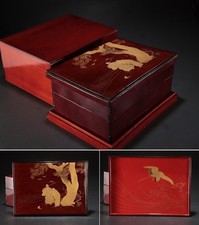 Yume Sanuki Wooden Lacquered 2-Tier Text Box 400x300mm H190 Japanese Craft picture