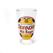 Schoen's Old Lager Wausau Brewing Co Wisconsin Beer Retro Breweriana Pint Glass picture