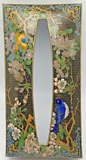 Vintage Asian Chinese Cloisonne Enamel Brass Tissue Box Cover Birds Floral picture