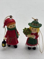 Set of 2 Vintage Christmas Ornaments by BRADFORD - Holiday Children 2inch picture