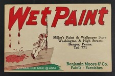 1950s vintage BENJAMIN MOORE PAINT cardboard SIGN bangor pa MILLERS wallpaper picture