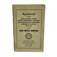 RARE 1942-43 Ford Motor Company Union Agreement Book Vintage UAW Contract WWII picture