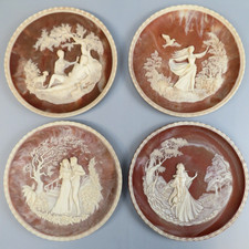 Vintage Incolay Stone Plates Set of 4 Roger Akers Appleby 3D The Kiss Numbered  picture