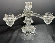 Vintage 1930s Fostoria Flame & Cambridge Arm Joined Manganese Glass Candleholder picture