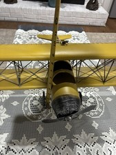 Metal Vintage Airplane Yellow  Model Aviation Decor Silver Propeller picture