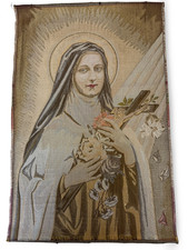 Antique Made in France St. Therese of Lisieux Little Flower Catholic Tapesty picture