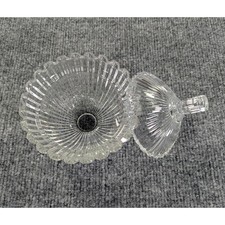 Vintage Mikasa Clear Ribbed Crystal Candy Dish with Lid Scalloped Edge Art Deco picture