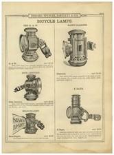 1899 PAPER AD 2 Sided Ham's Diamond M&W 20th Century Searchlight Bicycle Lamp ++ picture
