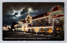 Redondo Beach CA-California, Auditorium and Bath House Souvenir Vintage Postcard picture