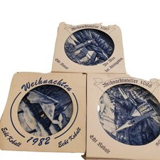 Vintage Christmas Plates 1987 1988 Blue White Lot 3 picture